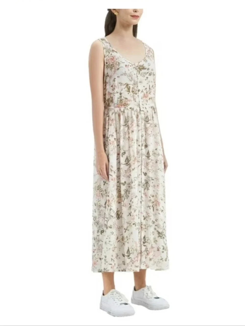 Frye Button-Front Floral Midi Dress Small - Picture 2 of 11